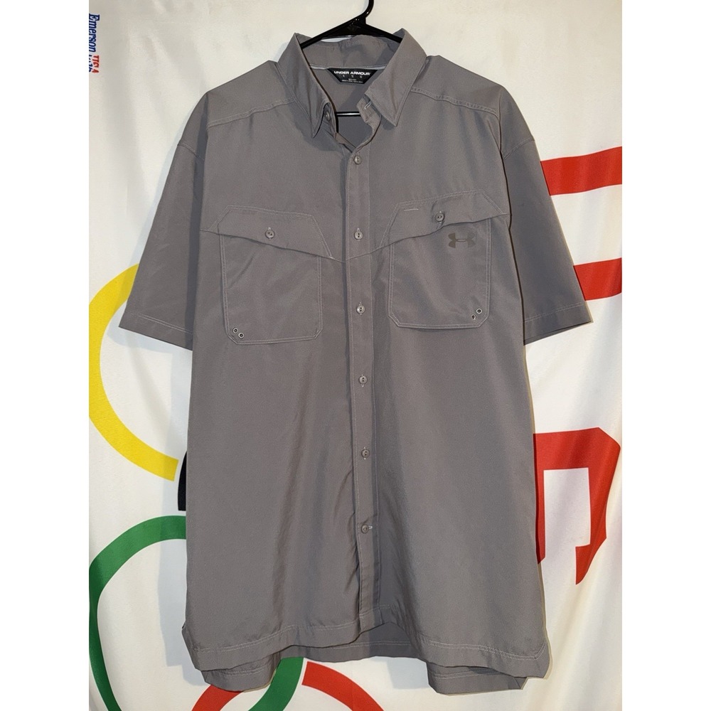 Under Armour Button Up Shirt Mens XL Gray Tactical Workwear